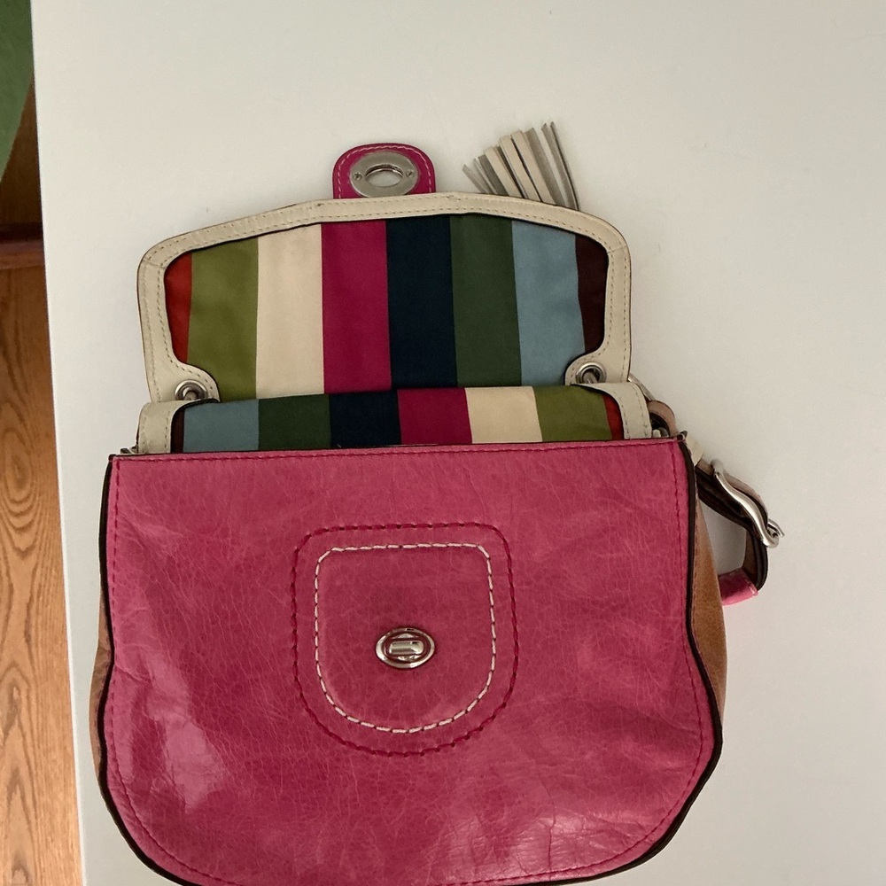 Coach Pink Leather Shoulder Bag with Tassel Charm - Picture 6 of 15